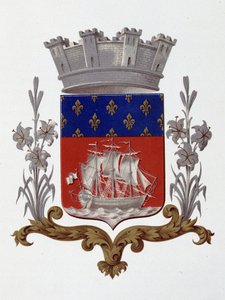 Escudo de armas da cidade de Paris: Royalty (Luís XVIII e Carlos X) - Cartas Patentes de 20 de Dezembro de 1917 - no "Armorial National de France", de H. Traversier, Paris de French School