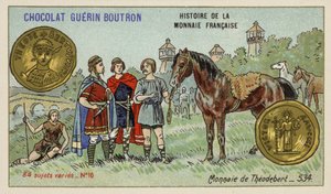 Moeda de Theudebert I, 534 (chromolitho) de French School