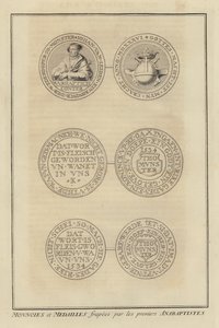 Moedas e medalhas atingidas pelos primeiros Anabaptistas (gravura) de French School
