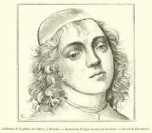 Coleção da Galeria Uffizi, Florença, Retrato de Perugino (gravura) de French School