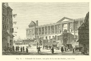 Colonnade du Louvre, vista da Rue des Poulies, por volta de 1758 de French School