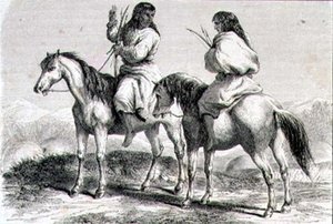 Índios comanches na década de 1860 (gravura) de French School