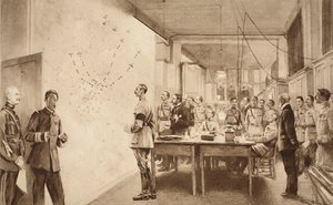 Comandante e Cajado do Departamento de Aviação da França marcando o progresso de um ataque de Gotha a Paris, 1914-19 de French School