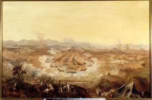 Conquete da Argélia: "The Battle of Isly on 16/08/1844 posing the Moroccans supporting Abd el Kader to the French" Pintura da Escola Francesa. 1844 Paris, Musee de l