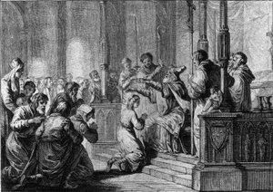 Consagração de Santa Genevieve, cerca de 430: Santa Germain, eveque de Auxerre de French School