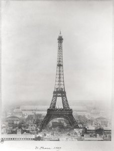 Construção da Torre Eiffel, Paris, 31 de março de 1889 de French School