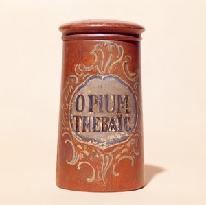 Recipiente para Opium Thebaic (madeira pintada)
