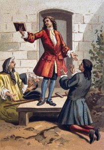Práticas convulsionárias (Convulsionários de São-Medardo) - Jansenismo: os convulsionários (Jansenistas fanáticos) do cemitério de São Medardo (São-Medardo) sob a cromolitografia de Luís XV. cerca de 1890. de French School