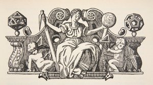 Cópia de uma ilustração de capa do Theatrum Instrumentorum de Besson, cópia de Boris Mestchersky (d.1957) Ilustração da História das Nacionalidades Francaise, Volumes I e II, por Gabriel Hanotaux de French School