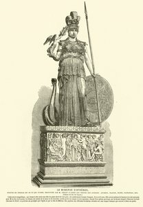 Cópia da Athena Parthenos, estátua monumental do escultor grego antigo Phidias (gravura) de French School