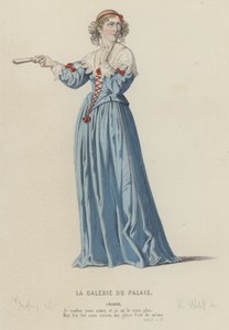 Corneille, The Palace Gallery, Act II, Sc IX (gravura a cores) de French School