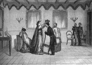 Coroação do Rei Radama II de Madagascar (1829-1863) pelo padre católico francês Jouen de French School