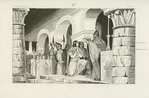 Coroação de Luís III e Carlomano como reis de Francia Oeste, 879 de French School