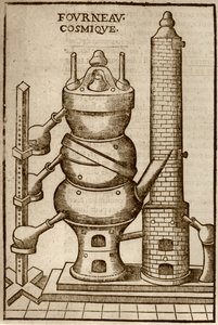 Forno Cósmico, de La Theotechnie Ergocosmique por Annibal Barlet (1653) ilustrado em uma história da magia publicada no final do século XIX de French School