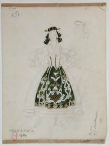 Figurinos para ópera Cavalleria Rusticana de Pietro Mascagni (1863-1945) (lápis e wc sobre papel) de French School