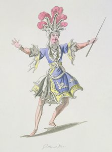 Figurino para o mago, em Dardano, libreto de Leclerc de Labruere, composto por Jean-Philippe Rameau (1683-1764) fac-símile de A. Guillaumot Fils (gravura a cores) de French School