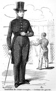 Traje para meninos no Instituto para os Jovens Cegos, no Tableau de Paris, de Edmond Texier, publicado em 1852 de French School