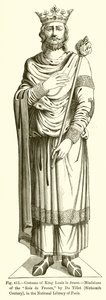 Traje do Rei Louis le Jeune, - Miniatura dos Rois de France, de Du Tillet, Século XVI, na Biblioteca Nacional de Paris de French School