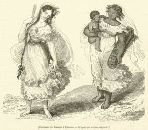 Trajes femininos no Panamá (gravura) de French School