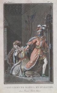Trajes de Raoul e Isaure, da ópera Raoul Barbe-Bleue, 1790 de French School