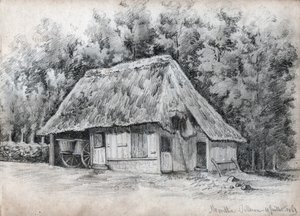 Casa de campo em França. (desenho de French School