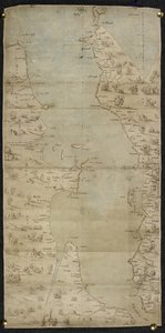 Algodão Augustus I ii f.65 Mapa do Canal da Mancha (costa sul inglesa e costa norte francesa) por Jean Rotz de French School