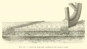 Seção de bondes em uso em Paris (gravura) de French School