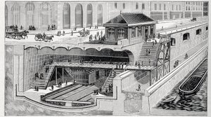Secção da estação Saint Michel em Paris em "La nature" 1899 de French School