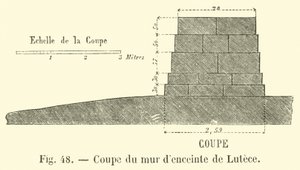 Corte transversal da muralha luteciana (gravura) de French School