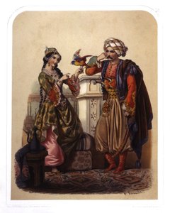 Casal na Turquia, c.1850 (litografia) de French School