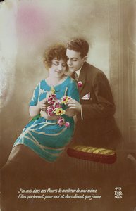 Casal com flores, 1910-20 de French School