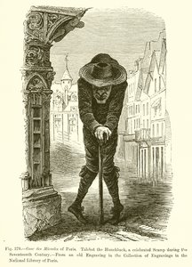 Cour des Miracles de Paris. Talebot the Hunchback, um célebre Scamp durante o século XVII de French School