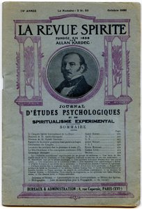Capa de uma série de “” La revue spirite “”, retrato do fundador Allan Kardec, revista de outubro de 1931 de French School