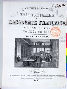 Capa do Dicionário da Academia Francesa, 1835 de French School