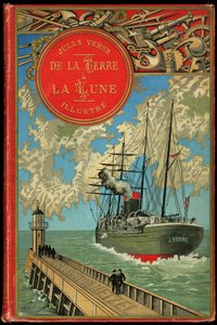 Capa do livro "From the Earth to the Moon" de Jules Verne em 1865 (Hetzel/Extraordinary Voyages de French School