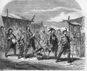 A criminalidade na Idade Média: os Malandrins. Gravação em "A história da prostituição e do deboche entre todos os povos do mundo desde a antiguidade até os dias de hoje" pelo Dr. Th. -F. Debray. 1879. de French School