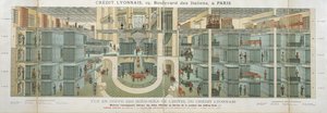 Seção transversal do porão do Credit Lyonnais, 19 Boulevard des Italiens, c.1878-82 de French School