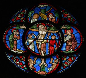 Crucificação com Maria e João, Adão e Eva (w28c) de French School