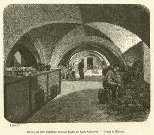 Cozinhas da Lycee Napoleon, antiga Abadia de Sainte-Genevieve (gravura) de French School