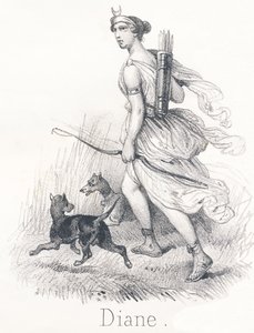 Diana: Irmã gêmea de Apolo No céu, ela era Phebe ou Lua, encarregada de iluminar a terra No inferno, ela era Hécate e presidia os julgamentos das almas Na terra, ela era Diana, deusa da caça de French School