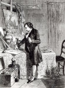 Daguerre descobre a sensibilidade à luz do iodeto de prata em 1831 de French School