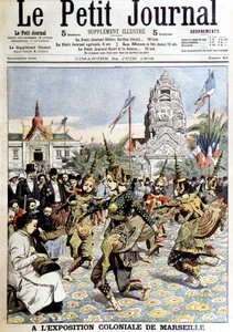Dançarinos do Rei Sisowath, apresentando a dança das ninfas na floresta, na exposição colonial de Marselha. Em "Le petit journal", em 24/06/1906 (gravura) de French School