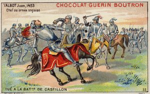 Morte de John Talbot na Batalha de Castillon (chromolitho) de French School