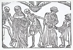 Morte com um monge e usurário de French School