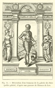 Decoração de um trumeau da galeria dos reis, pequena galeria, dapres uma gravura de Thomas de Leu de French School