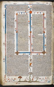 Decrementos de Gregory IX com brilho de Bernard de Parma (os "Decrementos Smithfield"), MS Royal MS 10 E IV, f.100v, c.1300-40 (tinta sobre pergaminho) de French School