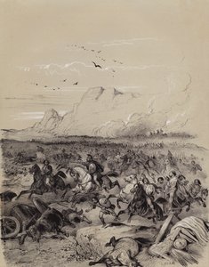Derrota do invasor Cimbri pelo general romano Gaius Marius na Batalha de Vercellae, Itália de French School