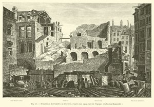 Demolição de Chatelet, ano 10, 1802; dapres um aqua-matiz da época, Coleção Bonnardot de French School