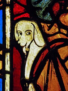 Retratando um cachorro - no painel de St. Paul da Chapelle du Chateau, Rouen de French School