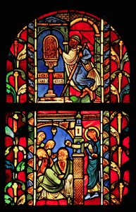 Retratando a janela de São Nicolau (antiga Catedral de Troyes) de French School